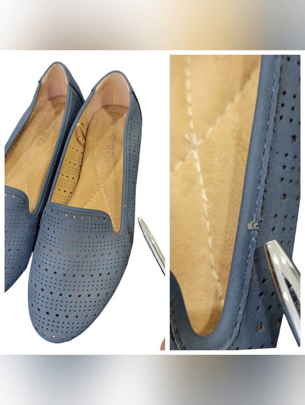 Alexis Bendel Preppy Perforated Comfort Loafers Blue Slip On Flats Women’s 8.5W - Picture 13 of 17